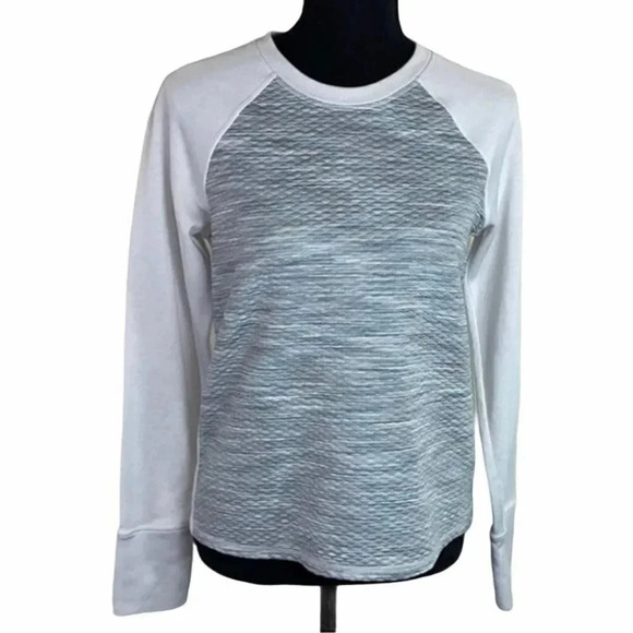 Athleta S Gray/white color block crew‎ neck sweater - Picture 1 of 6